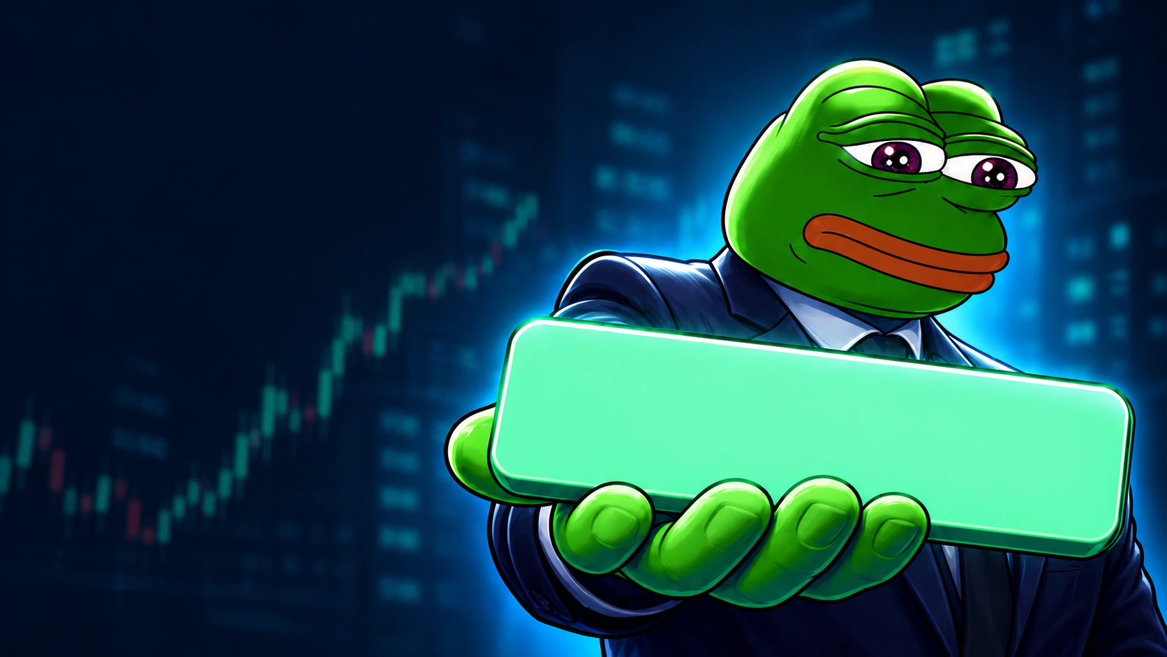 The Pump Dose frog holds a mint Twitter sign in his hand.